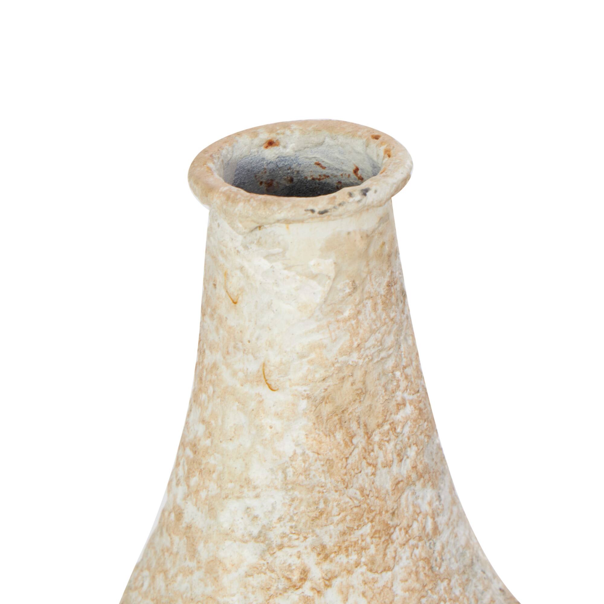 15" Rustic Beige Antique-Style Metal Vase